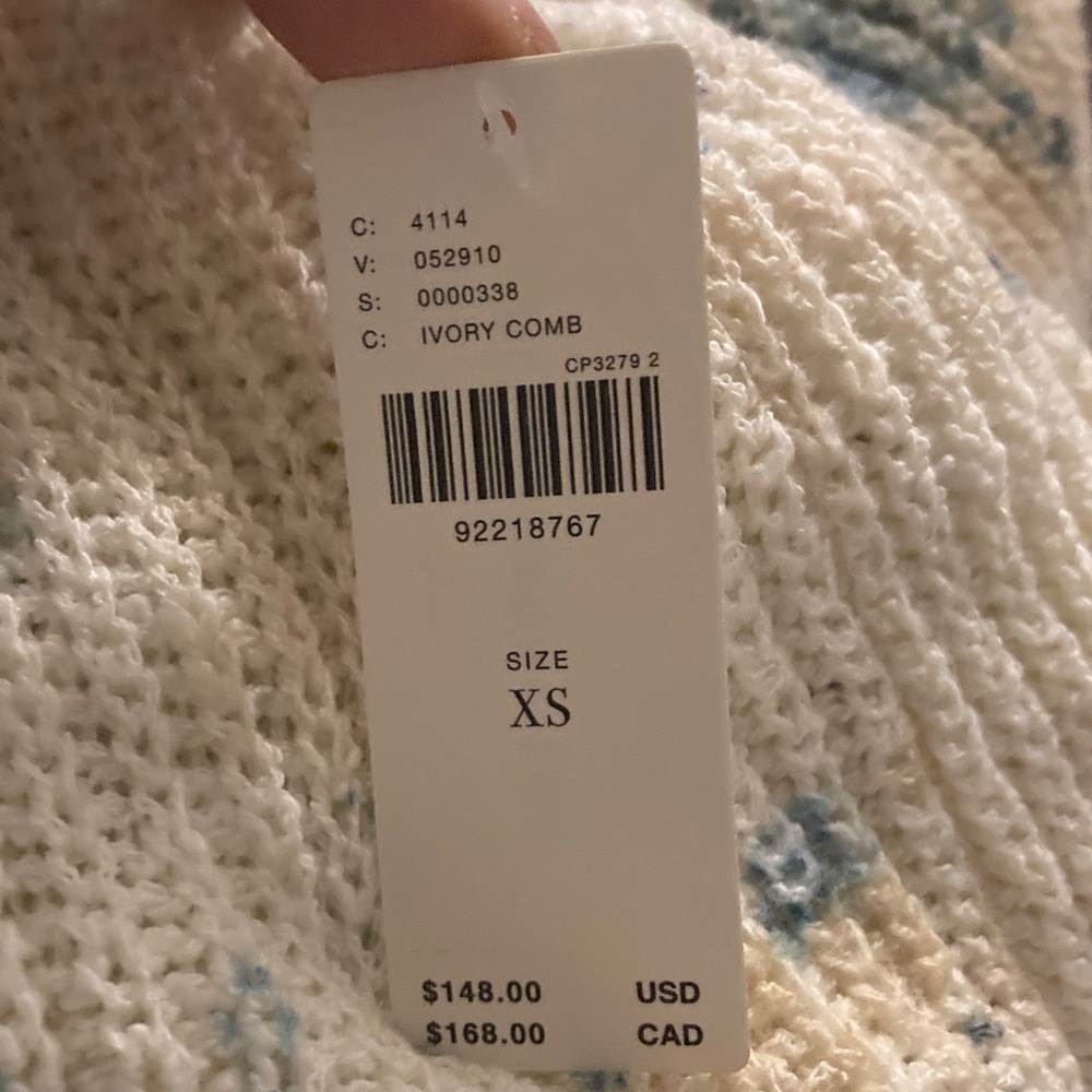 NWT Anthropologie Pilcro Slouchy V-Neck Sweater - Ivory Combo - Picture 7 of 8